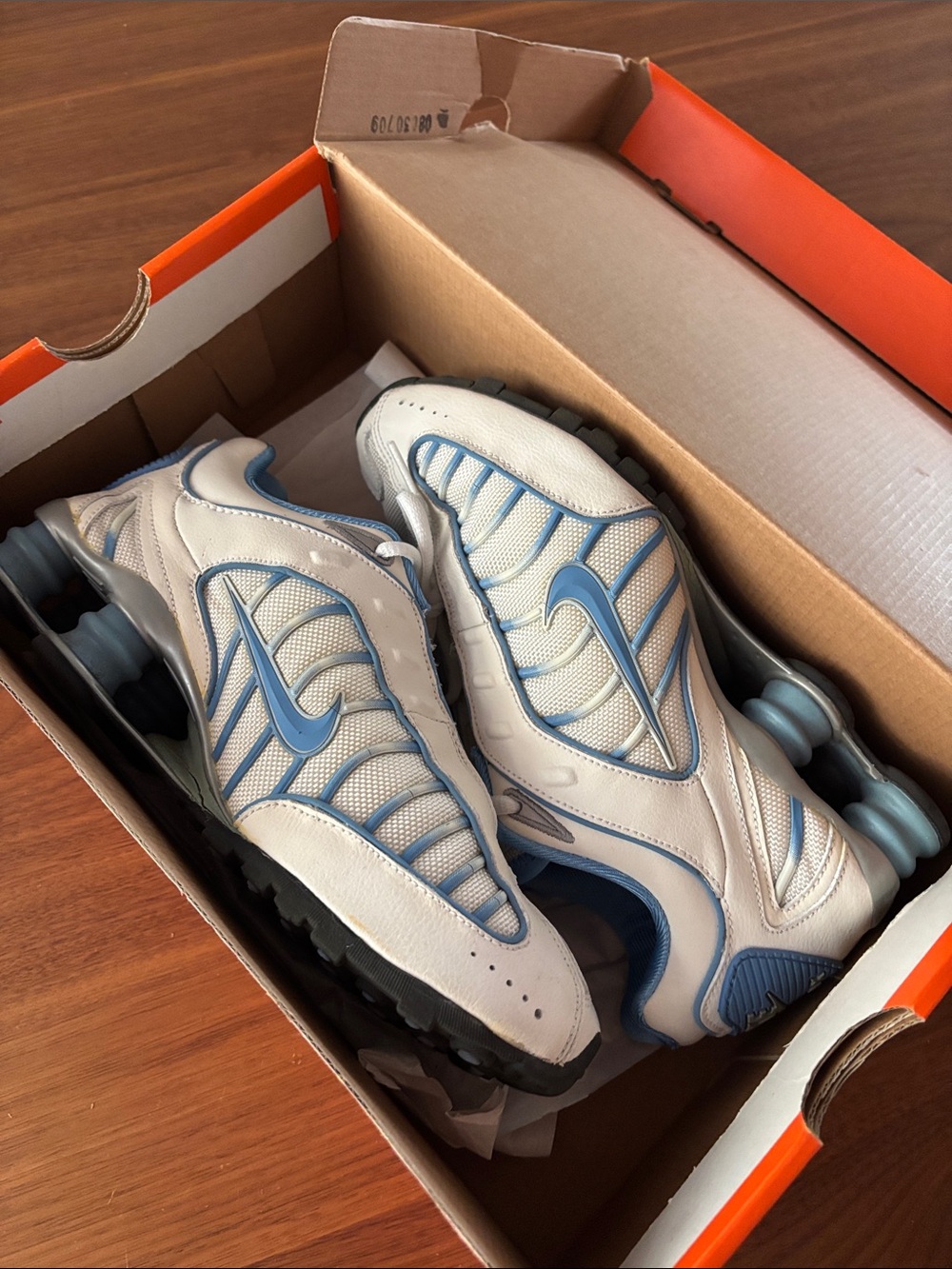 Nike Light Blue and White Shox Running Sneakers